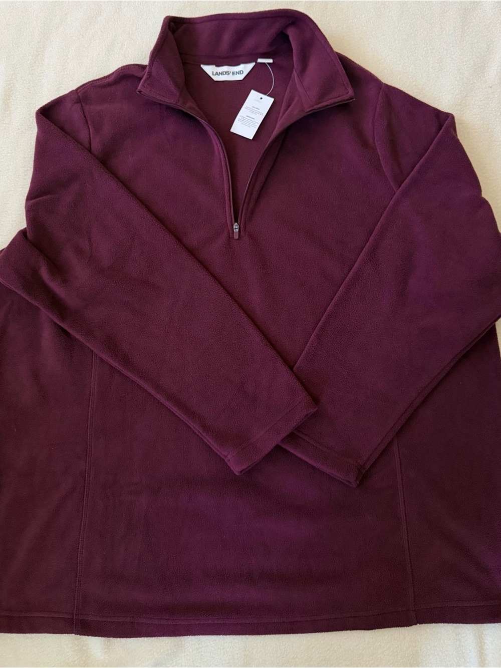 NWT Lands' End Maroon Anti-Static Fleece Pullover Plus Size 2X (20W-22W)